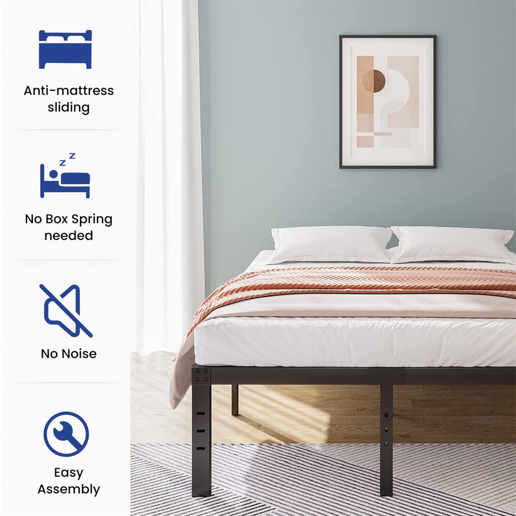 Queen Size 18 inch Tall Black Storage Bed Frame with Steel Slats G309