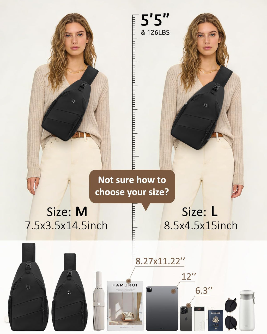 Crossbody Sling Bag with Convertible Shoulder Strap X600