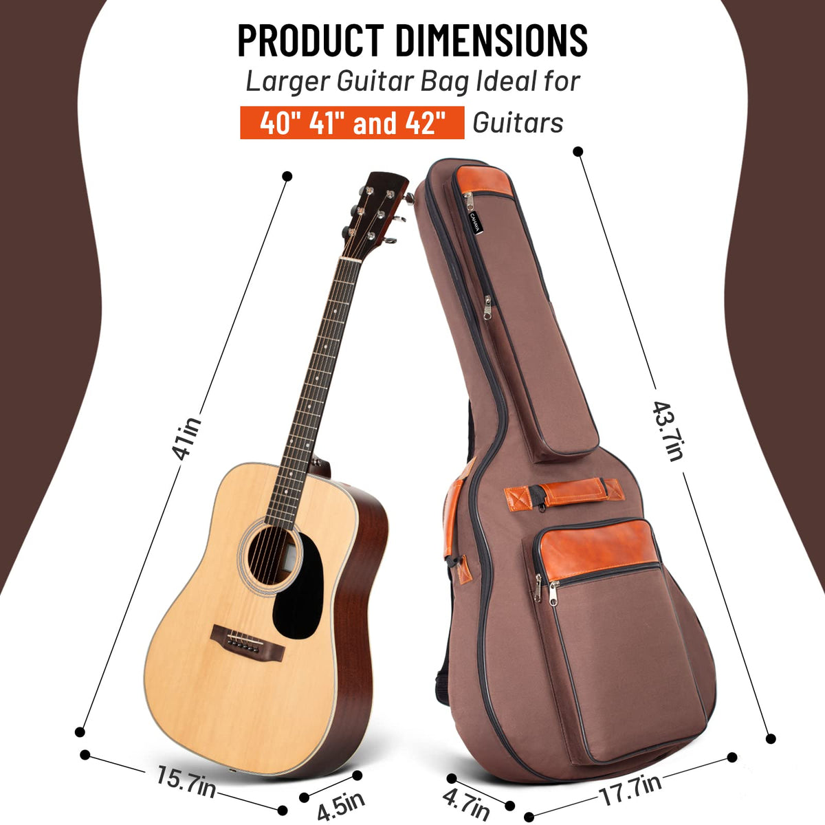 40 41 42 In 6 Pockets Water Resistent Oxford Cloth Padded Guitar Bag Z699