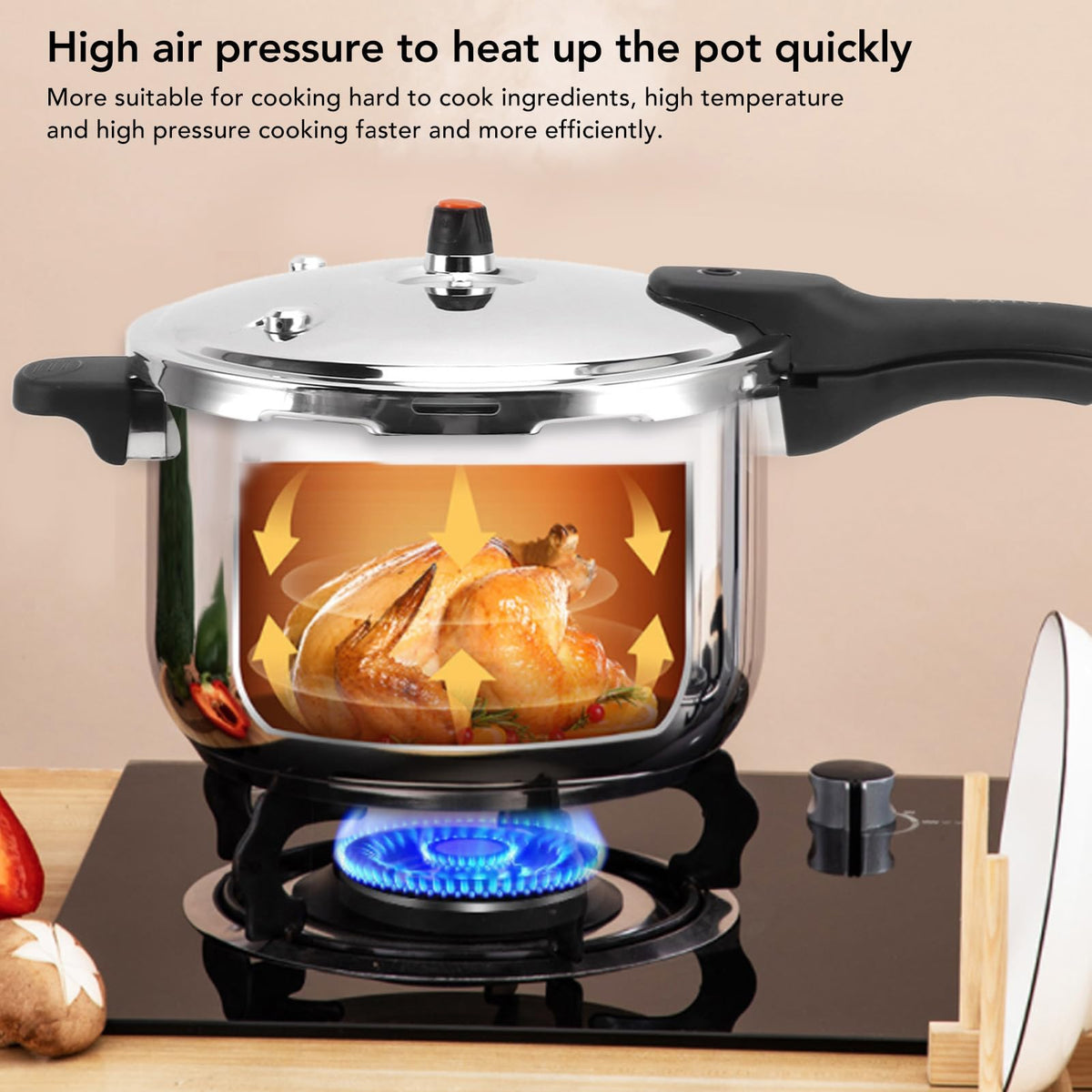 80KPA Stainless Steel Pressure Cooker with Safety Valve (3L) M884