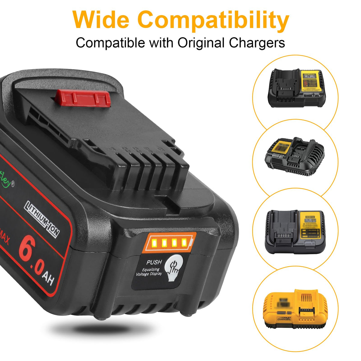 2 Pack 20V 6.0Ah Replacement Battery E701