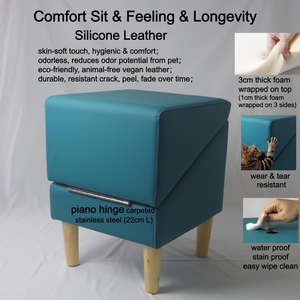 Foldable Dog Cat Stair Ramp Solid Wood Ottoman 18in H Z97673