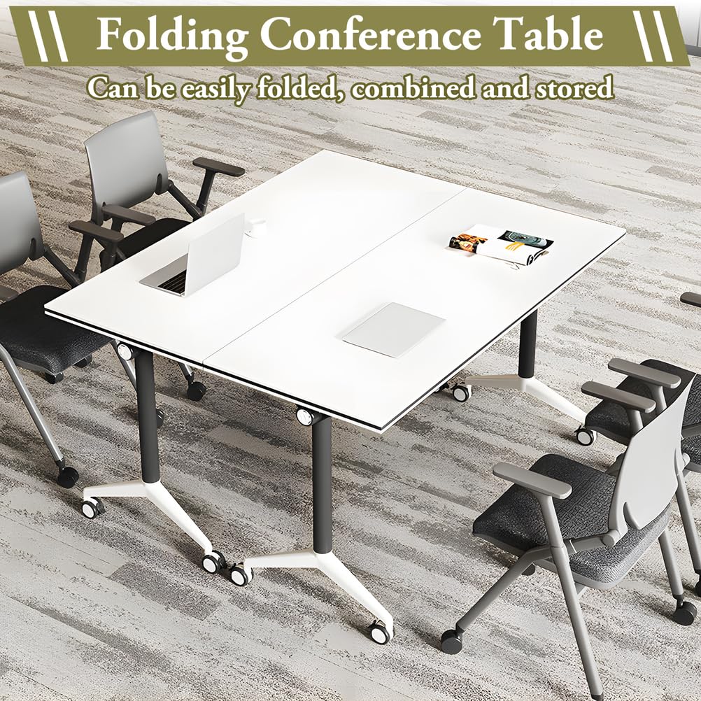Foldable Mobile Seminar Table with Locking Casters, 8 Pack O913821