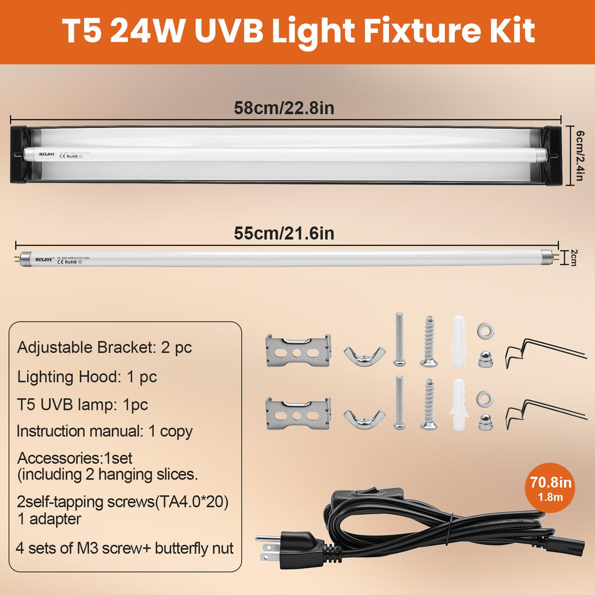 24W 10.0 UVB Reptile Light Kit P815