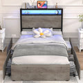 Twin Size Bed Frame with 4 Storage Drawers F2966