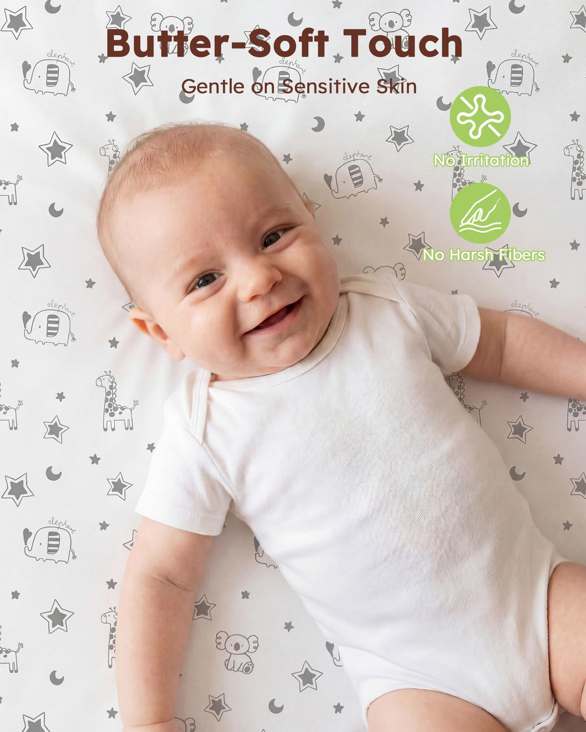 Baby Pack and Play Sheets Fitted 38x26 White Dark Gray S67145