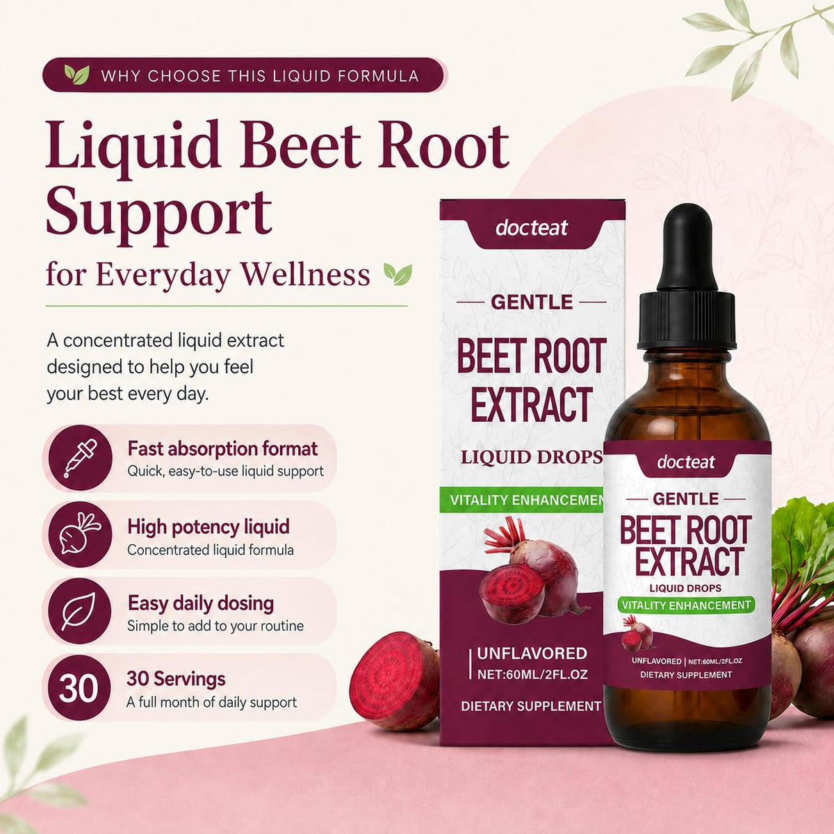 1000mg Beetroot Extract Liquid Drops 60mL J7656