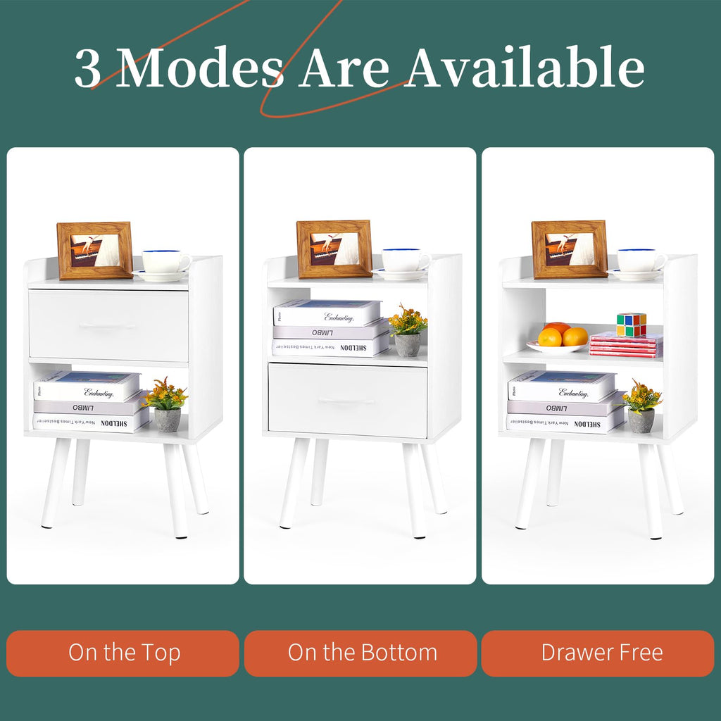Modern Nightstand with Drawer and Open Storage Shelf Z844