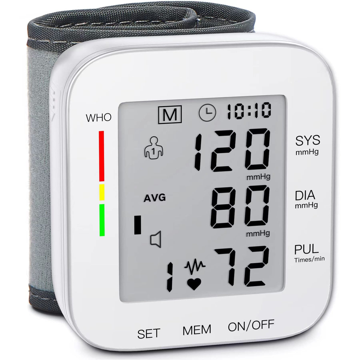 White Wrist Blood Pressure Monitor with Carrying Case G774