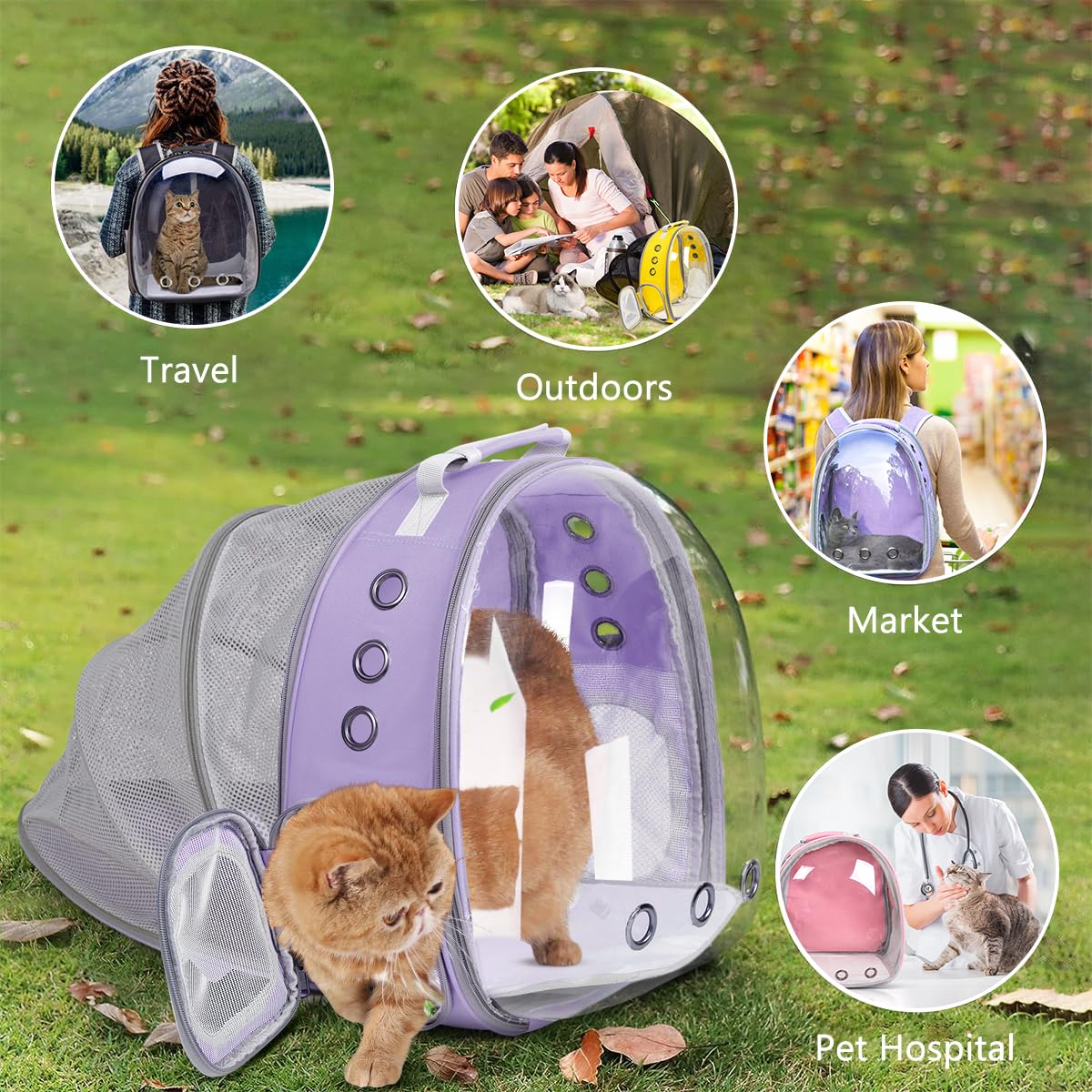 Expandable Cat Carrier Backpack with Bubble Window J808