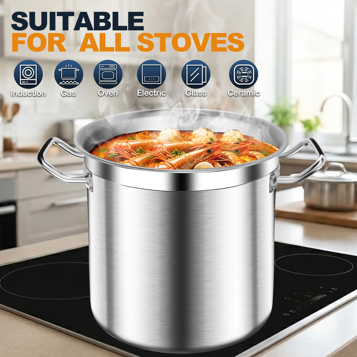 40 Quart Stainless Steel Stock Pot with Lid C674