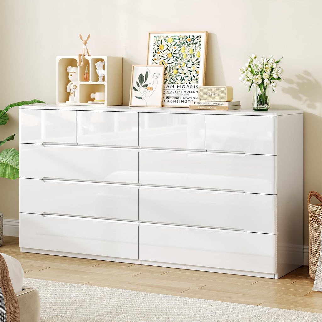 White 10 Drawer Dresser W5237