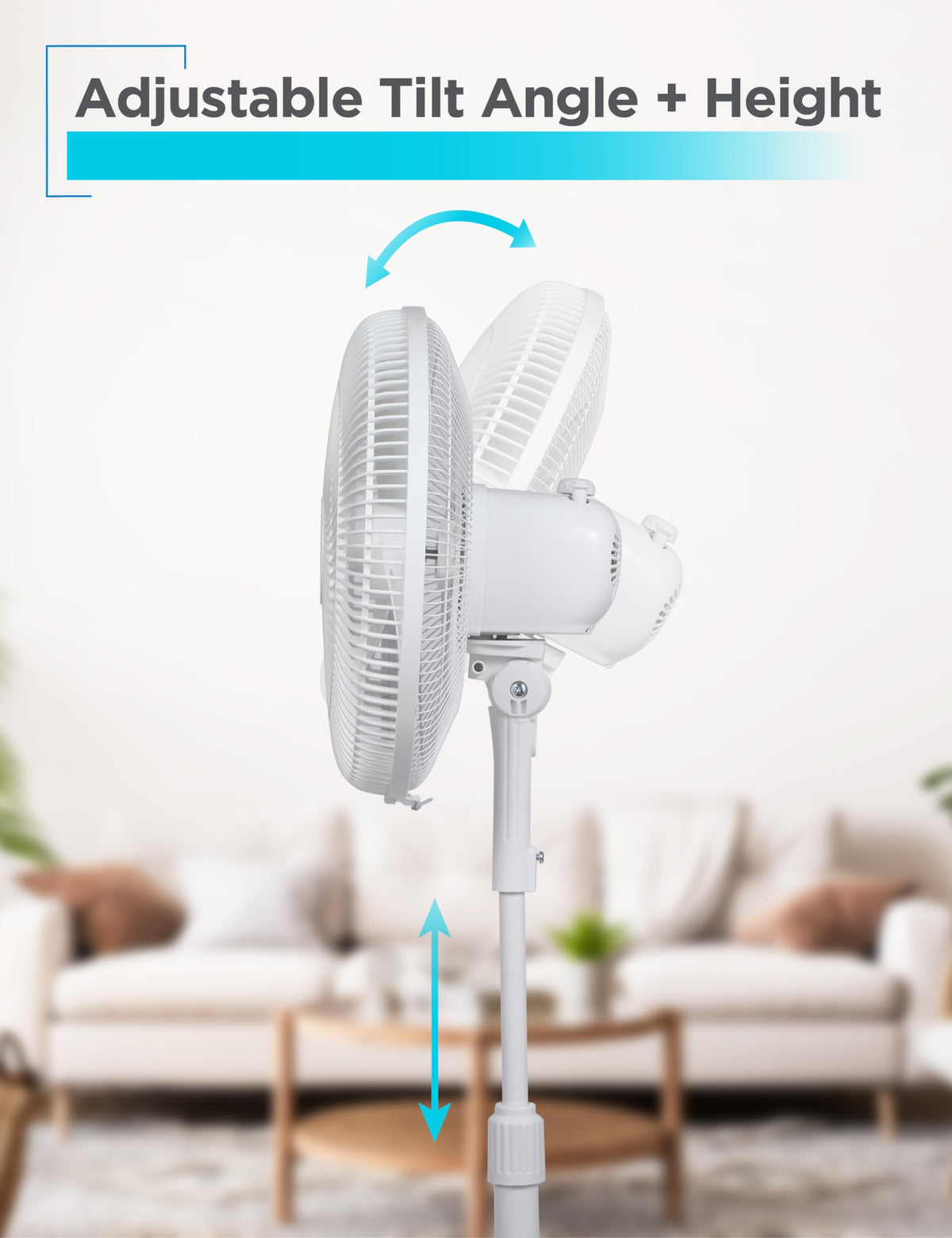 16-Inch Oscillating Pedestal Fan, 3 Speeds, White I5167
