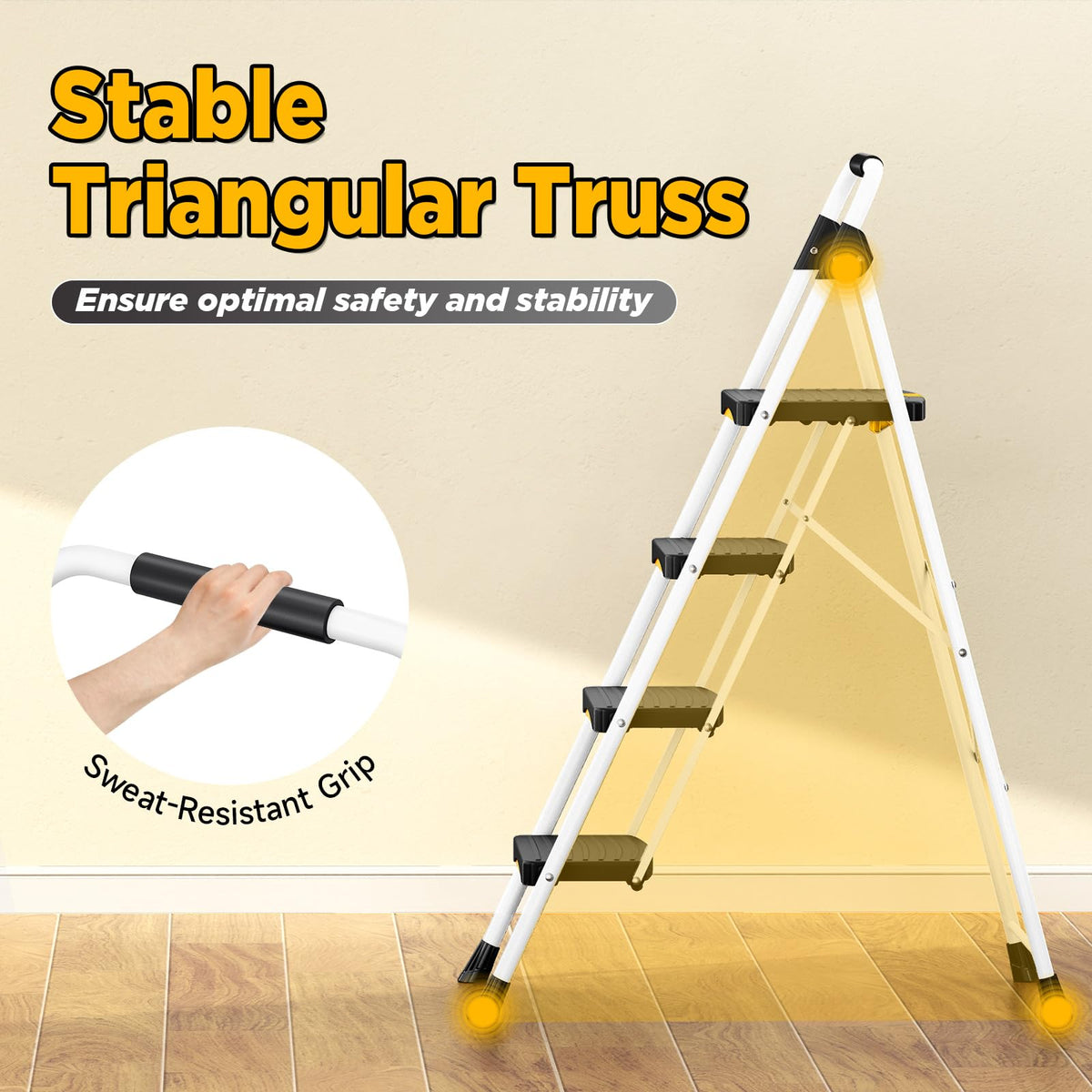 4 Step White Folding Step Stool V934063