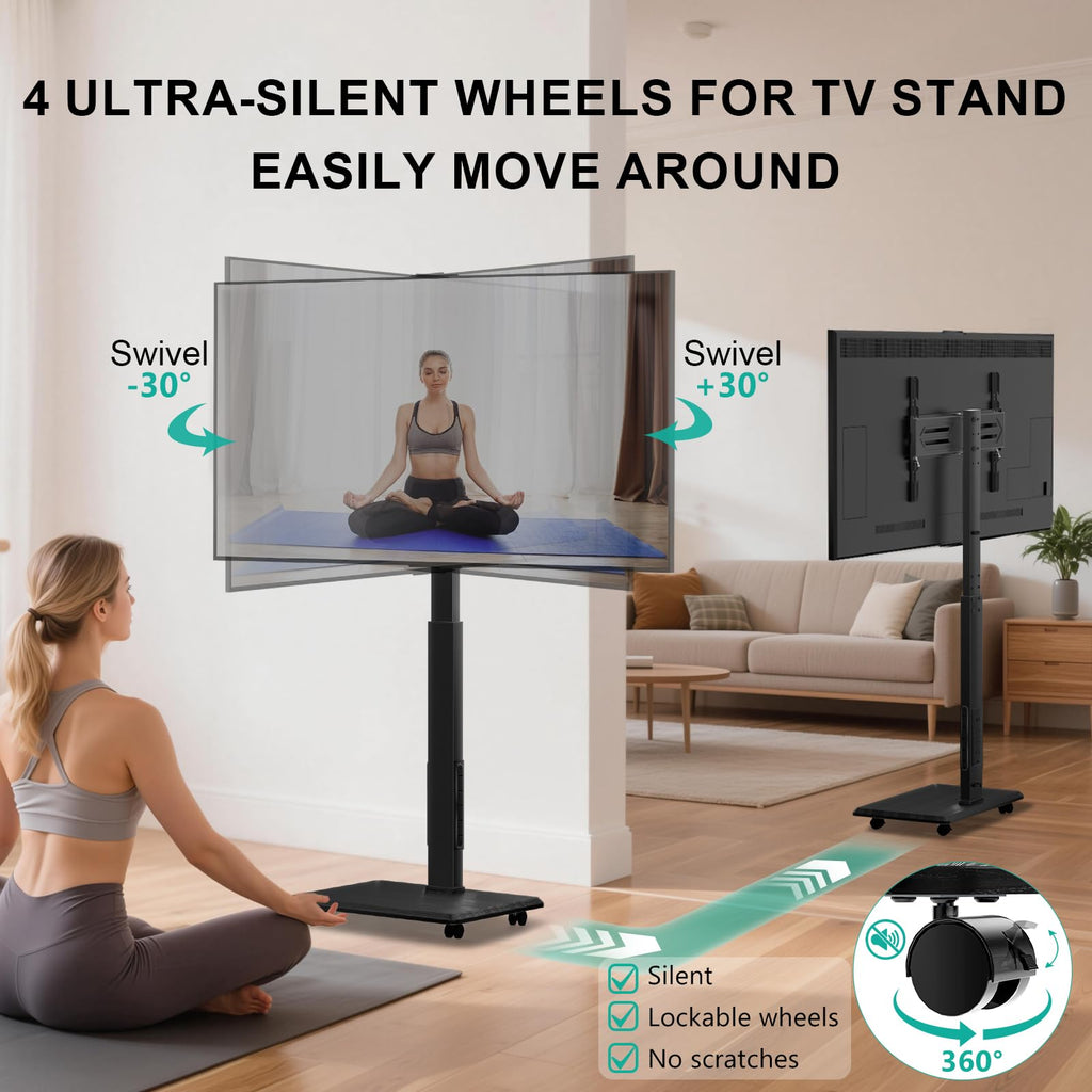 Rolling TV Stand with Power Outlet for 39-75 inch TV, Black S103413