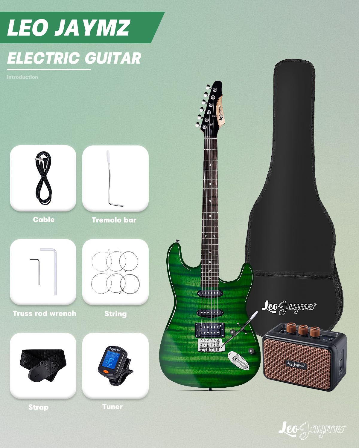 39" Full Size SSH Electric Guitar Starter Kit with Amp V94266