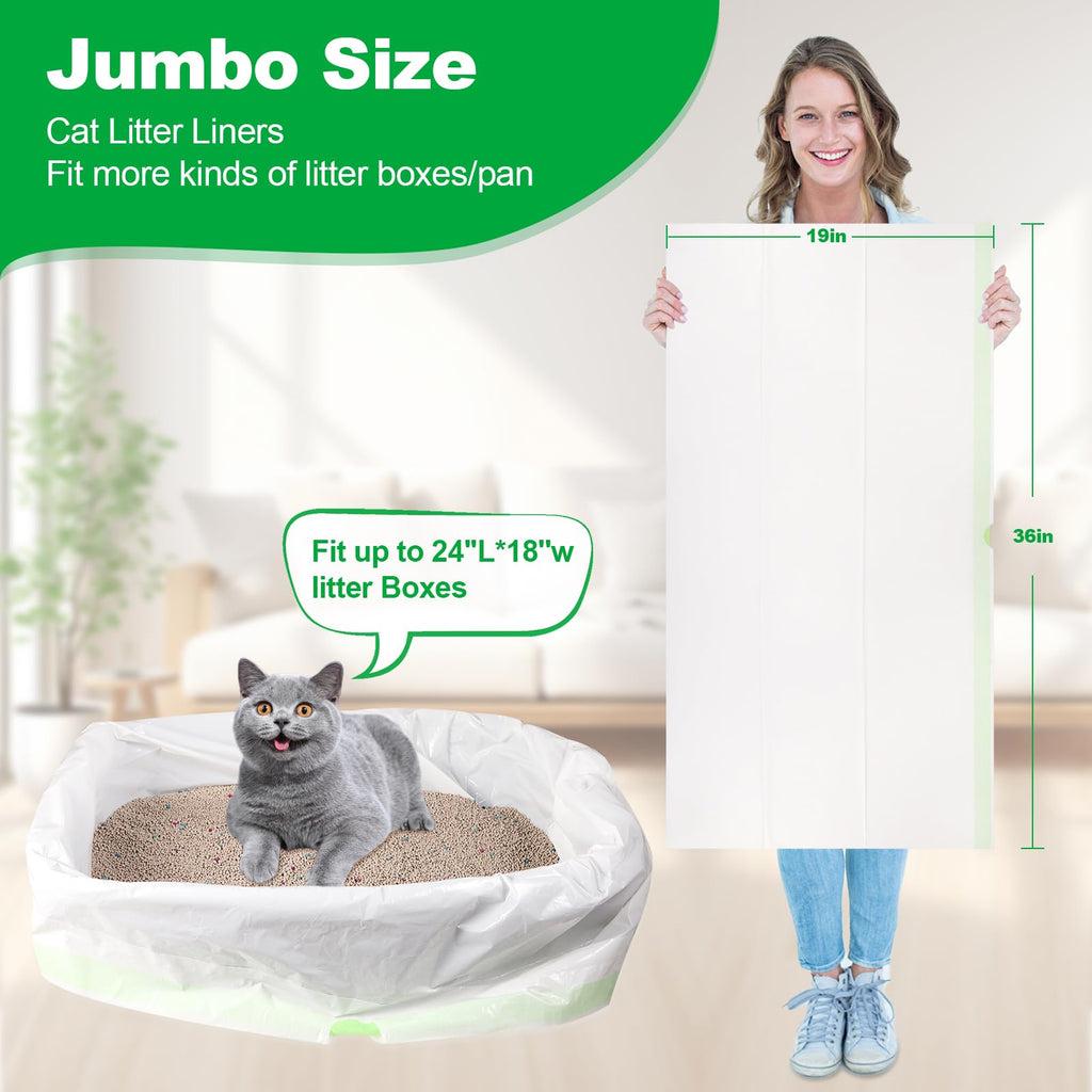 100 PCS Jumbo Cat Litter Box Liners 36"x19" K18280
