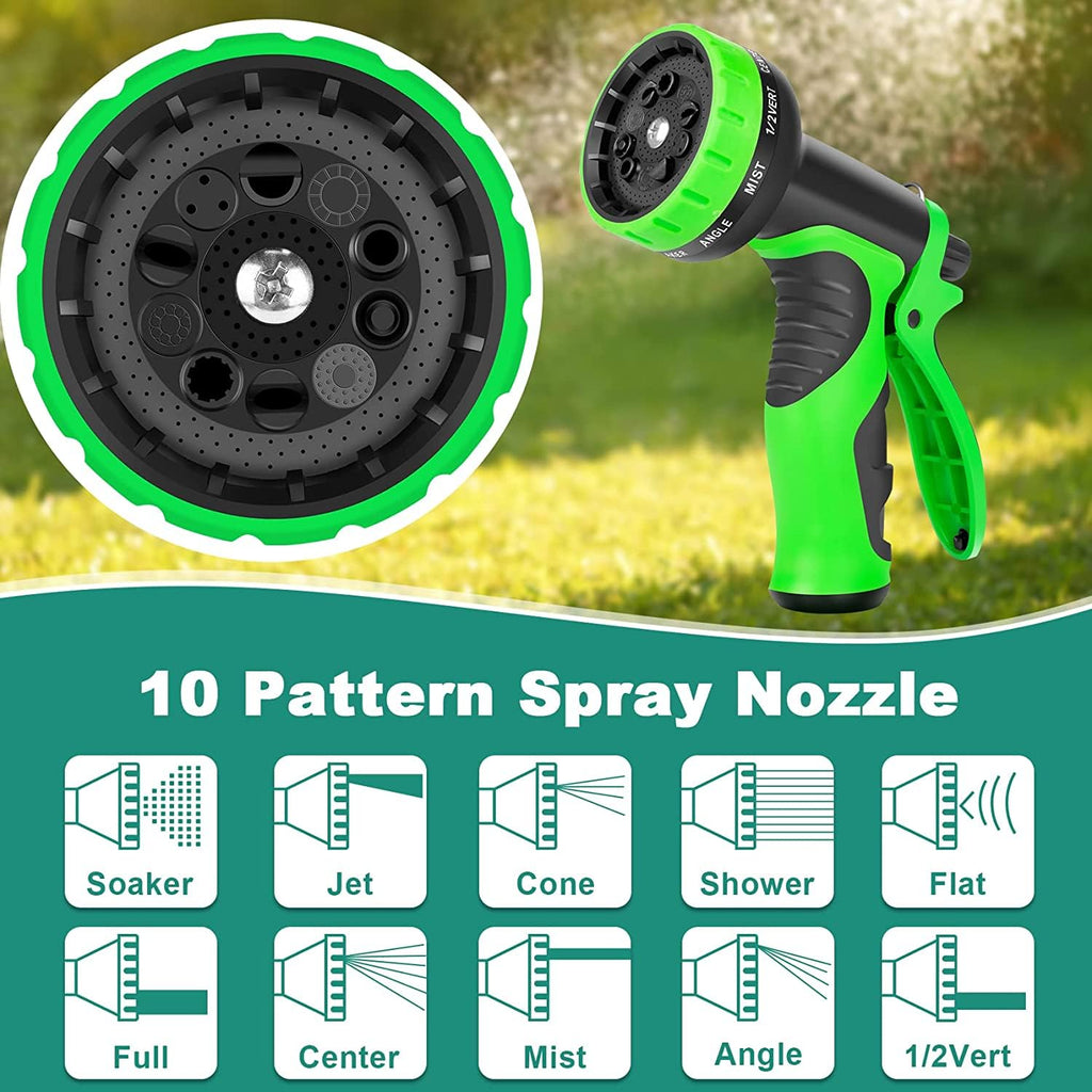100FT Lightweight Garden Hose with 10-Pattern Nozzle U686
