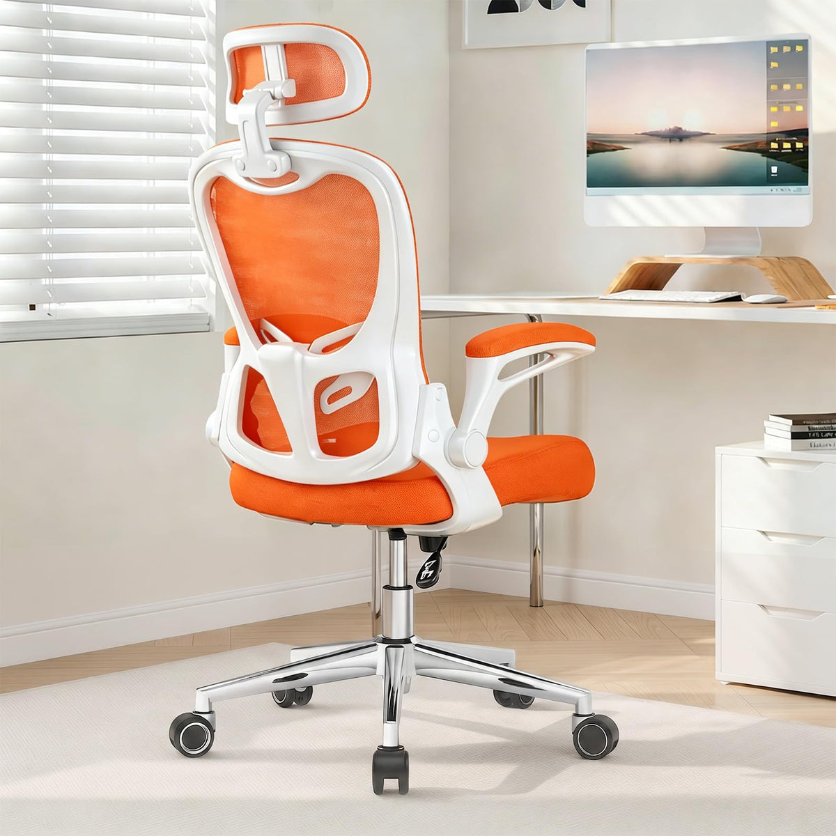 Ergonomic Breathable Mesh Office Chair with Flip-Up Arms B8016