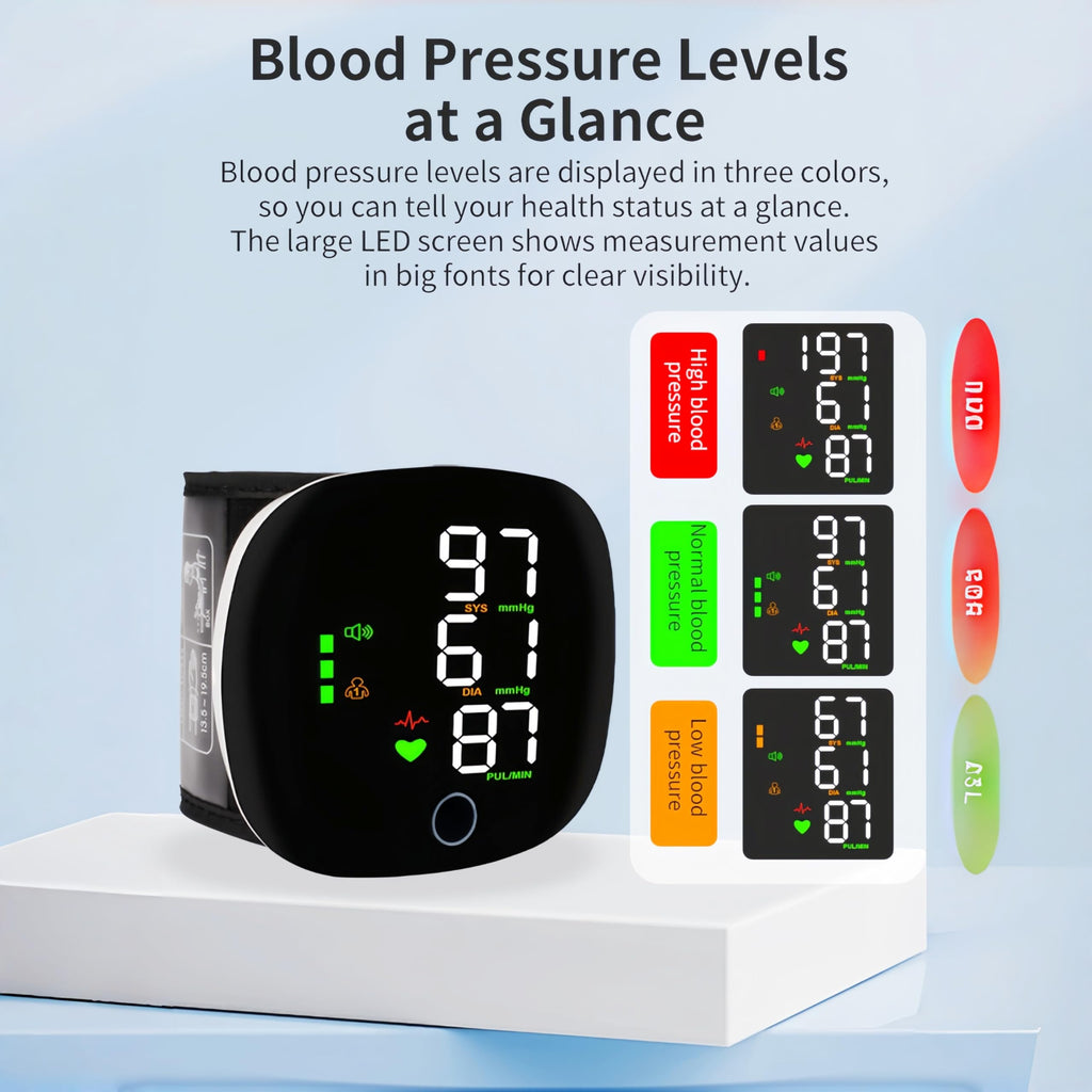 Wrist Blood Pressure Monitor with LCD Display and Voice Guide O229