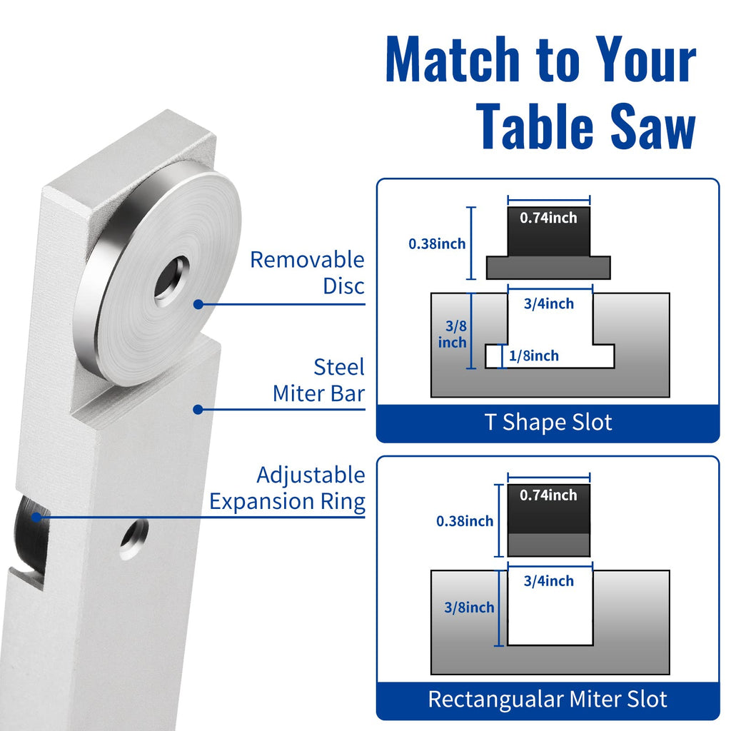 Table Saw Miter Gauge Fence with 11 Preset Angle Stops L800466