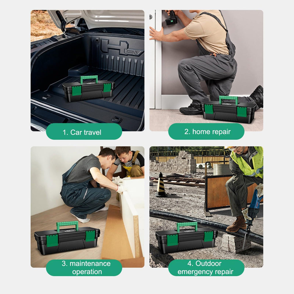 10-inch Plastic Tool Box with Handle and Removable Tray D574853