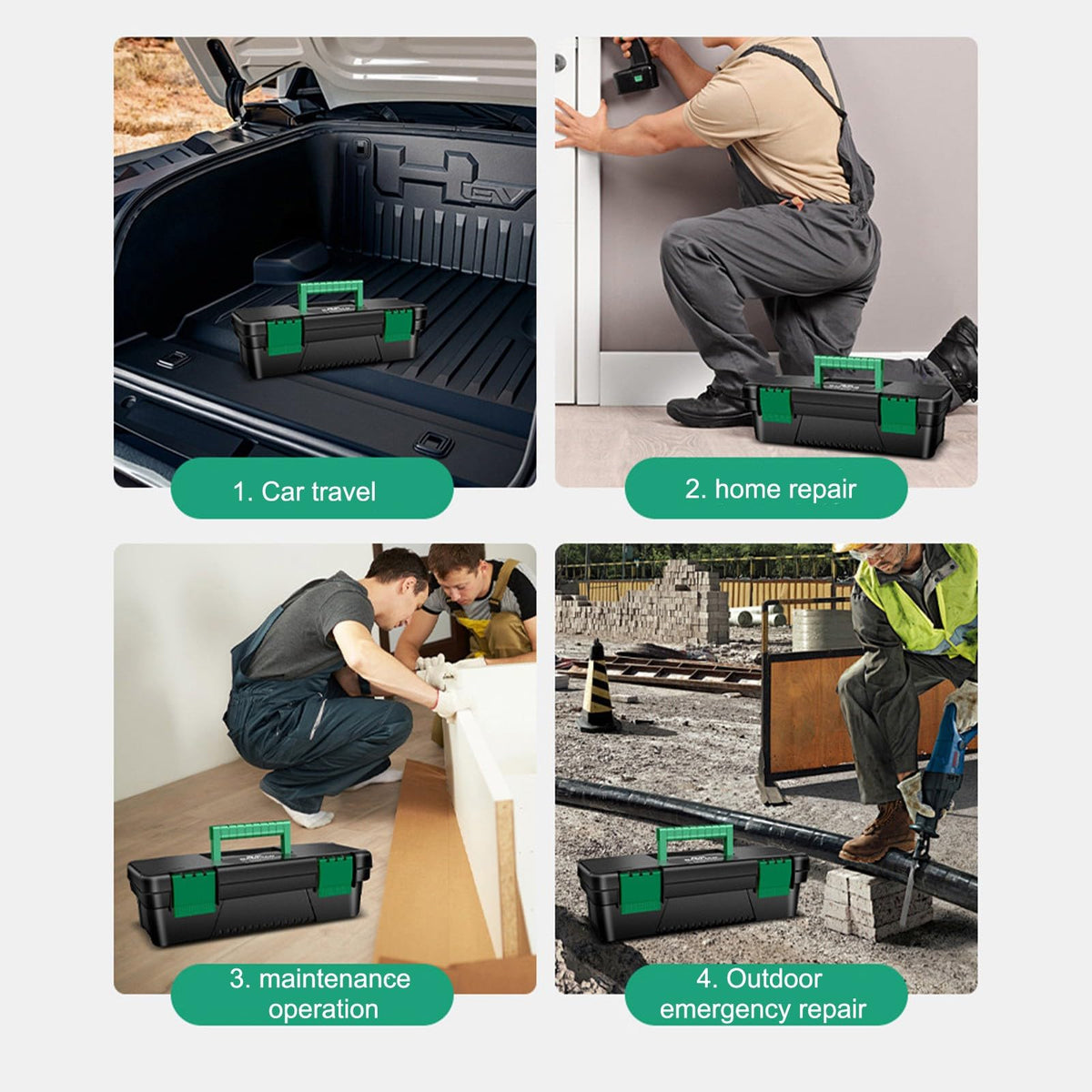 10-inch Plastic Tool Box with Handle and Removable Tray D574853
