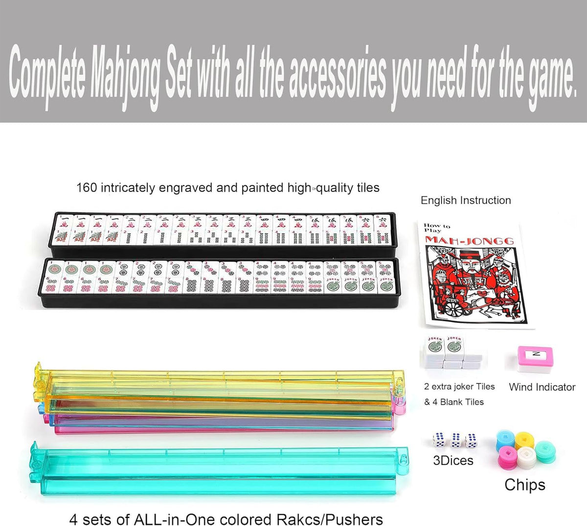 American Mahjong Set with Blue Paisley Carrying Bag 166 White Tiles D127