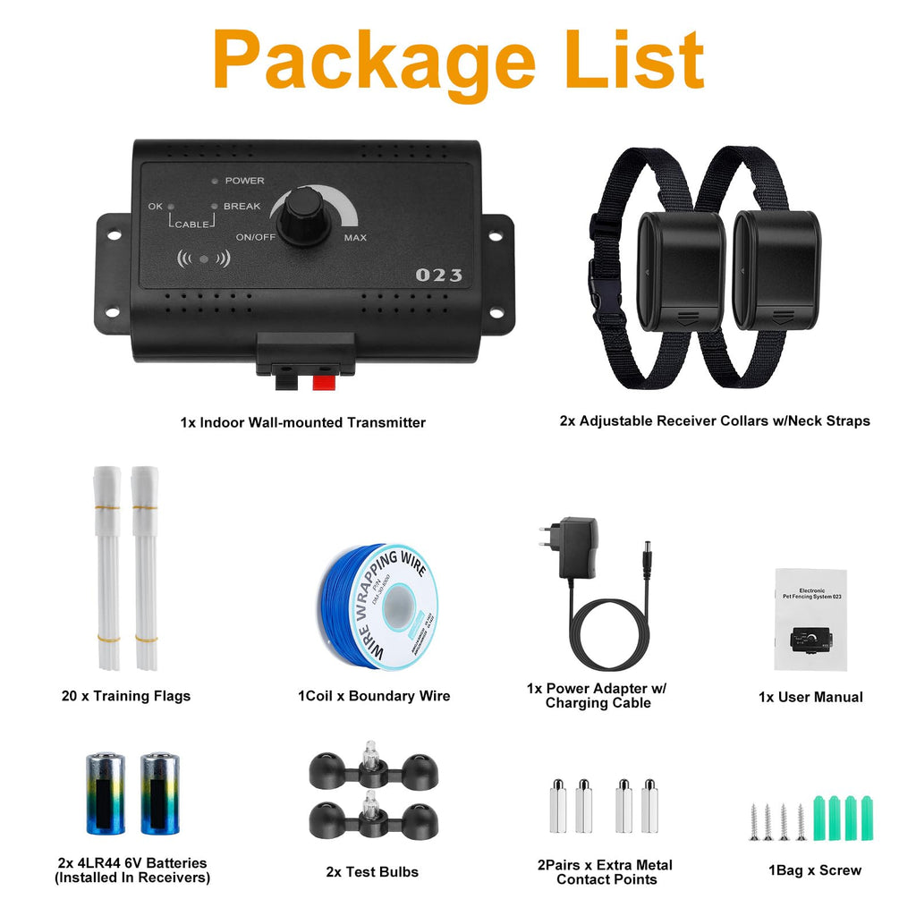 Electric Dog Fence System for 2 Dogs with 2 Waterproof Receiver Collars B5266