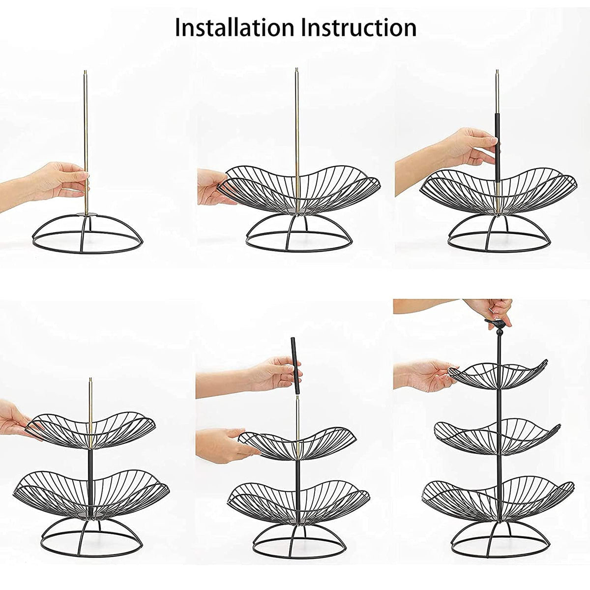 3-Tier Metal Wire Fruit Basket Stand M221847