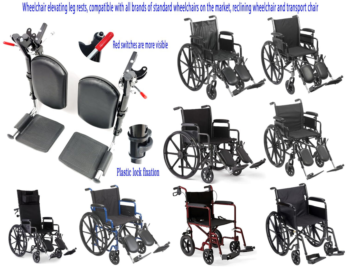 Wheelchair Elevating Leg Rests with Padded Calf Pad and Composite Footplates, 1 Pair E4480