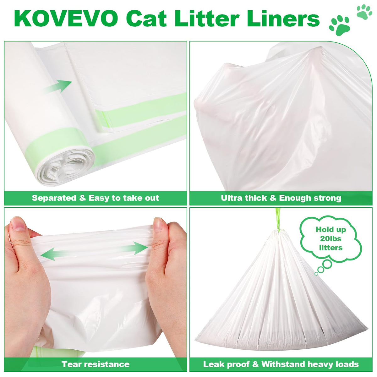 100 PCS Jumbo Cat Litter Box Liners 36"x19" K18280