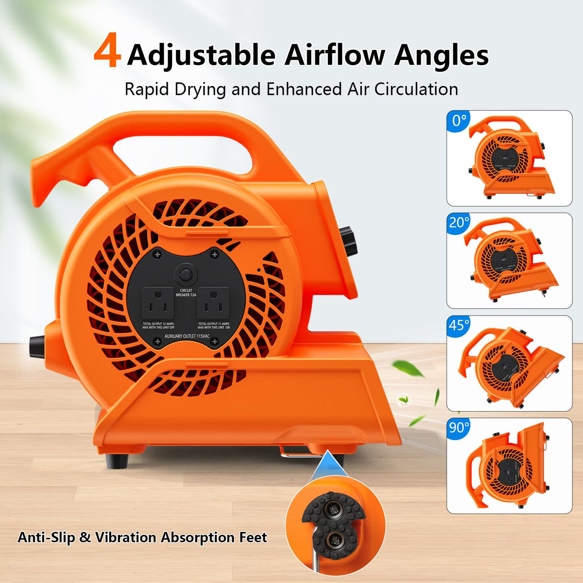 1/6 HP 600 CFM Portable Air Mover Blower Fan V8329