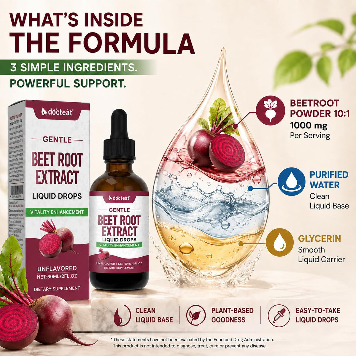 1000mg Beetroot Extract Liquid Drops 60mL J7656