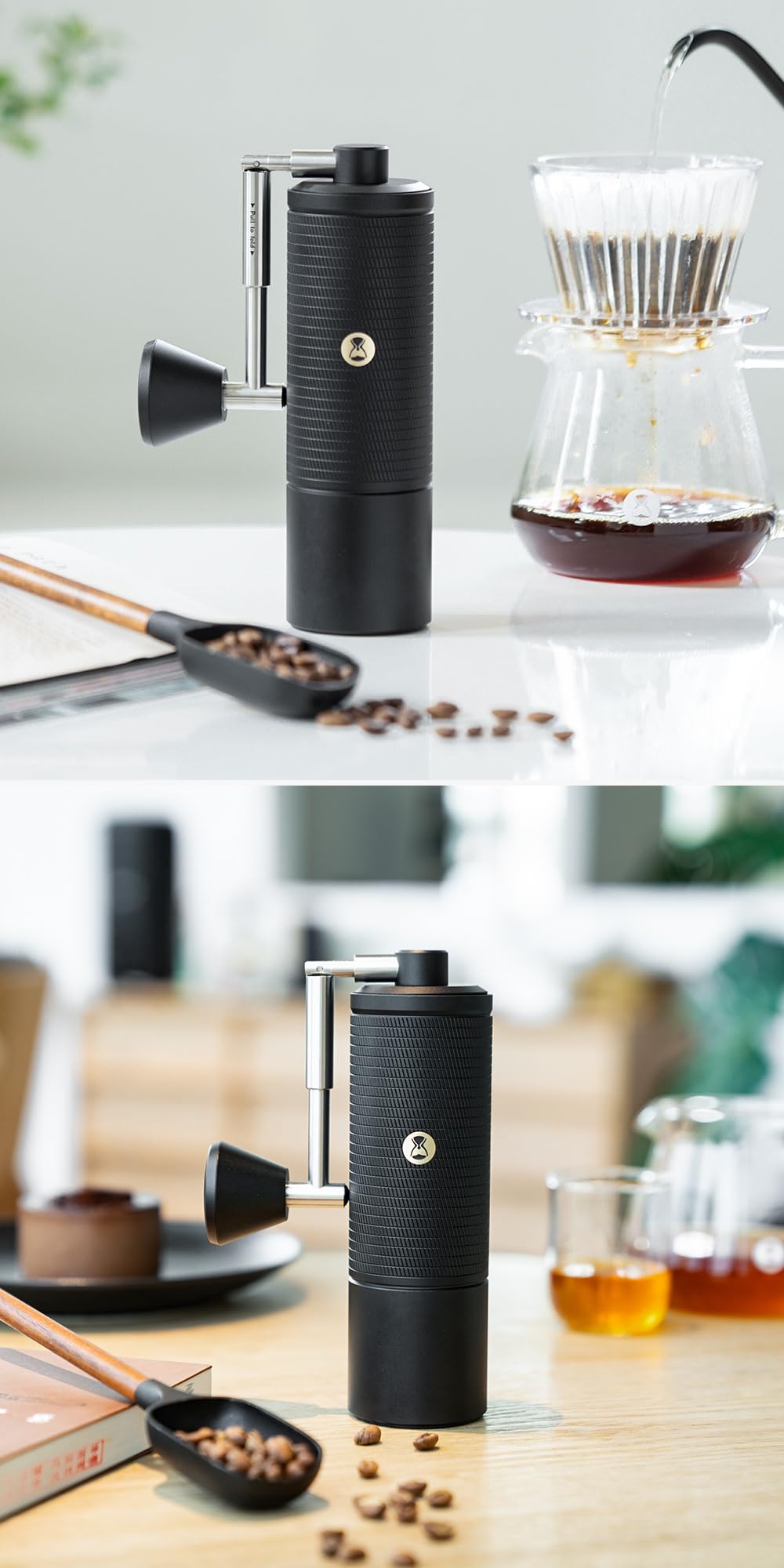 Manual Coffee Grinder 30g CNC Stainless Steel Conical Burr Matte Black S151