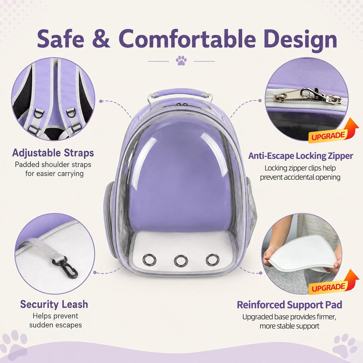 Expandable Cat Carrier Backpack with Bubble Window J808