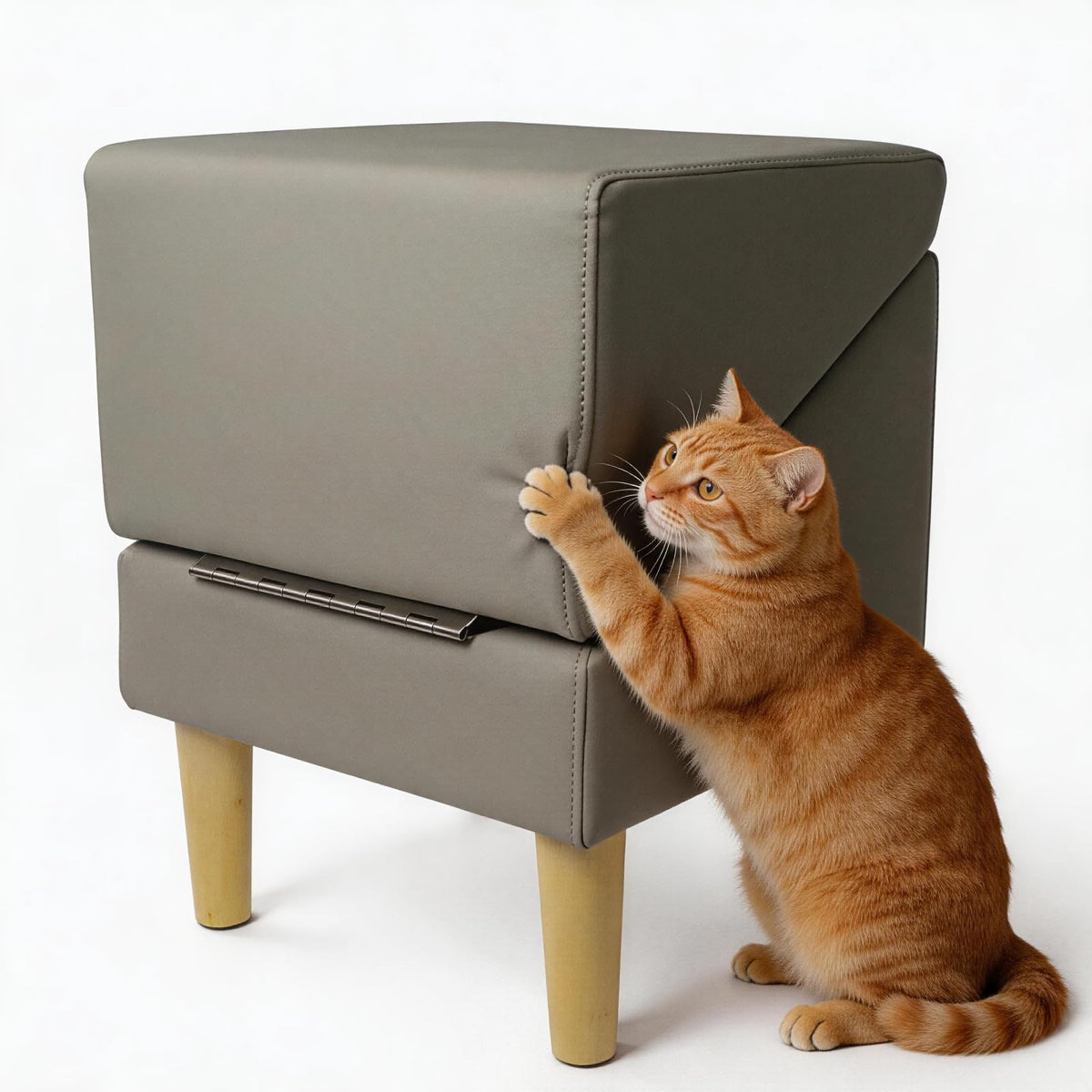 Foldable Dog Cat Stair Ramp Solid Wood Ottoman 18in H Z97673