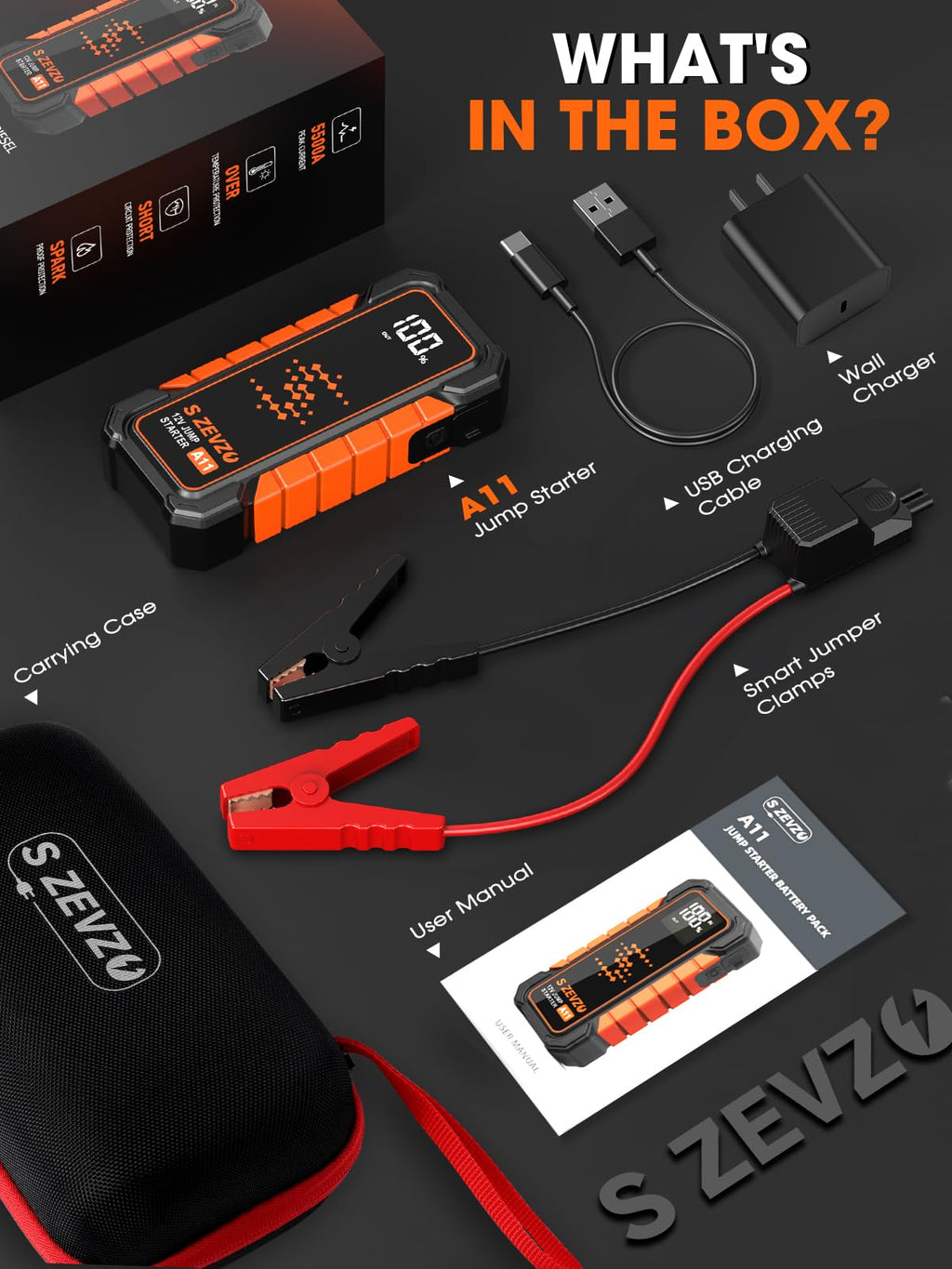 5000A Portable 12V Lithium Jump Starter with USB Charger Y674