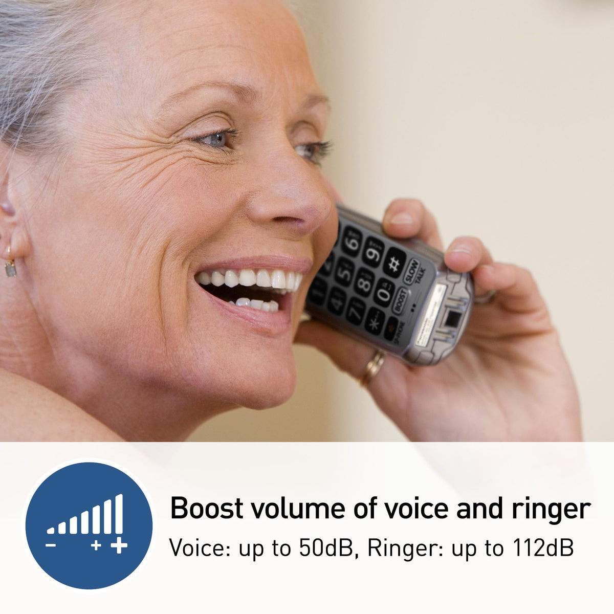 Amplified Cordless Phone with Slow Talk and Hearing Aid Compatibility H938