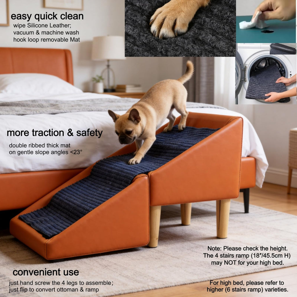 Foldable Dog Cat Stair Ramp Solid Wood Ottoman 18in H Z97673