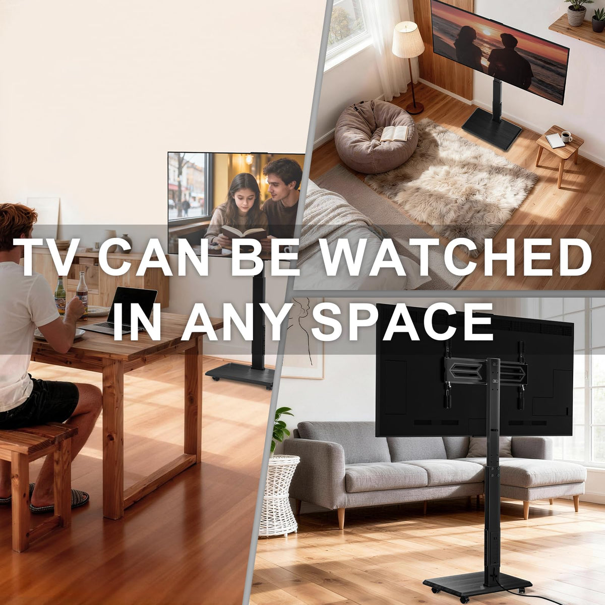 Rolling TV Stand with Power Outlet for 39-75 inch TV, Black S103413