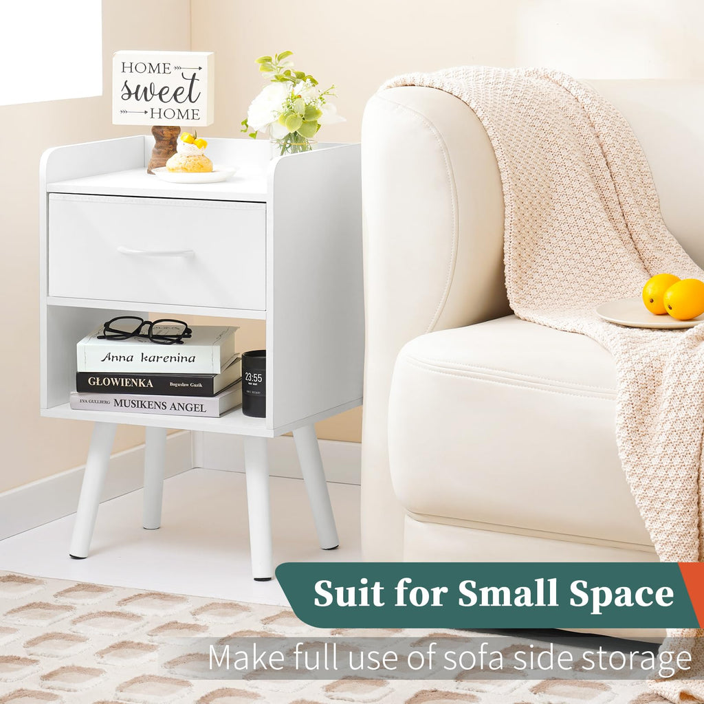 Modern Nightstand with Drawer and Open Storage Shelf Z844
