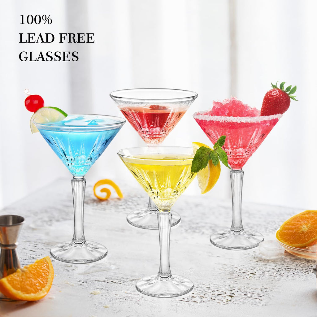 Set of 4 6oz Crystal Stemmed Martini Glasses A1578