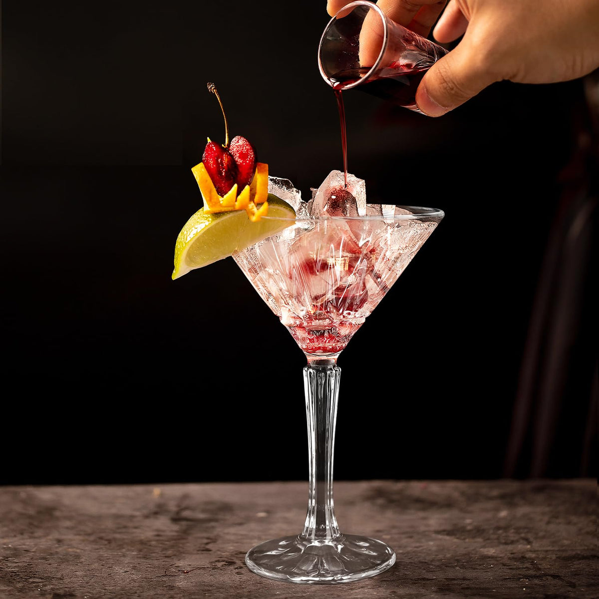 Set of 4 6oz Crystal Stemmed Martini Glasses A1578