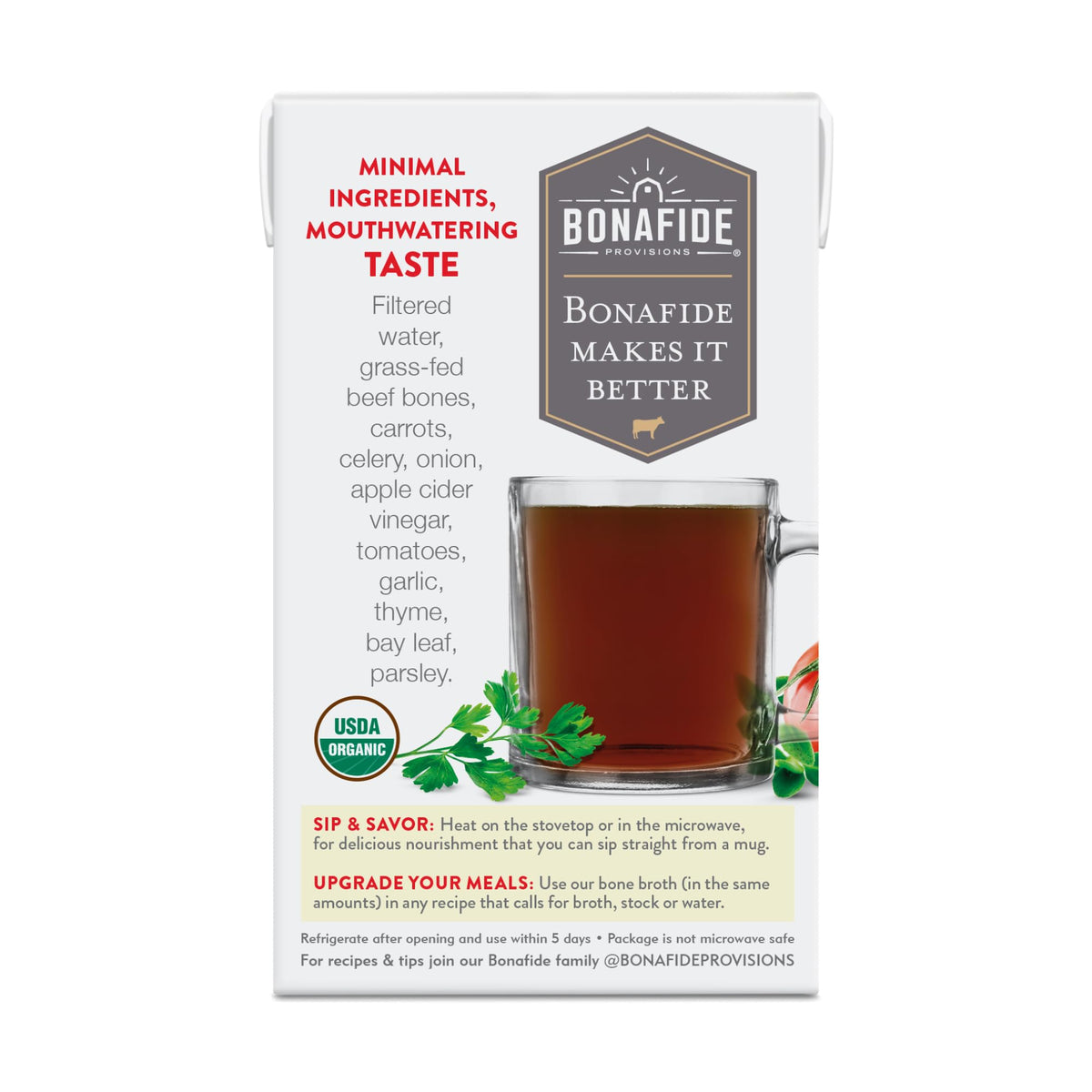 Organic Beef Bone Broth No Salt Added 16.9oz 6 Pack G9540