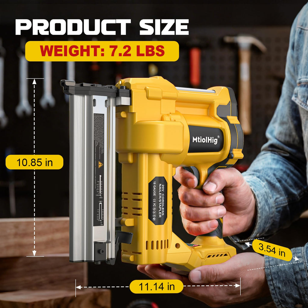 Cordless 2" Brad Nailer, 18 Gauge 2-in-1 Nail Gun/Staple Gun R339