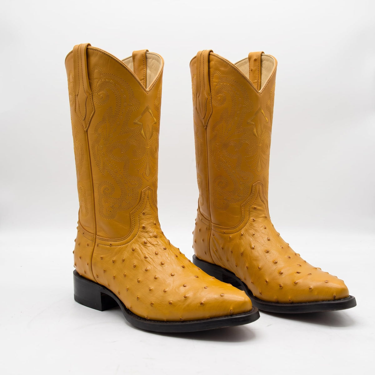 Mens Leather Cowboy Boots Embossed Ostrich Quill Print U166
