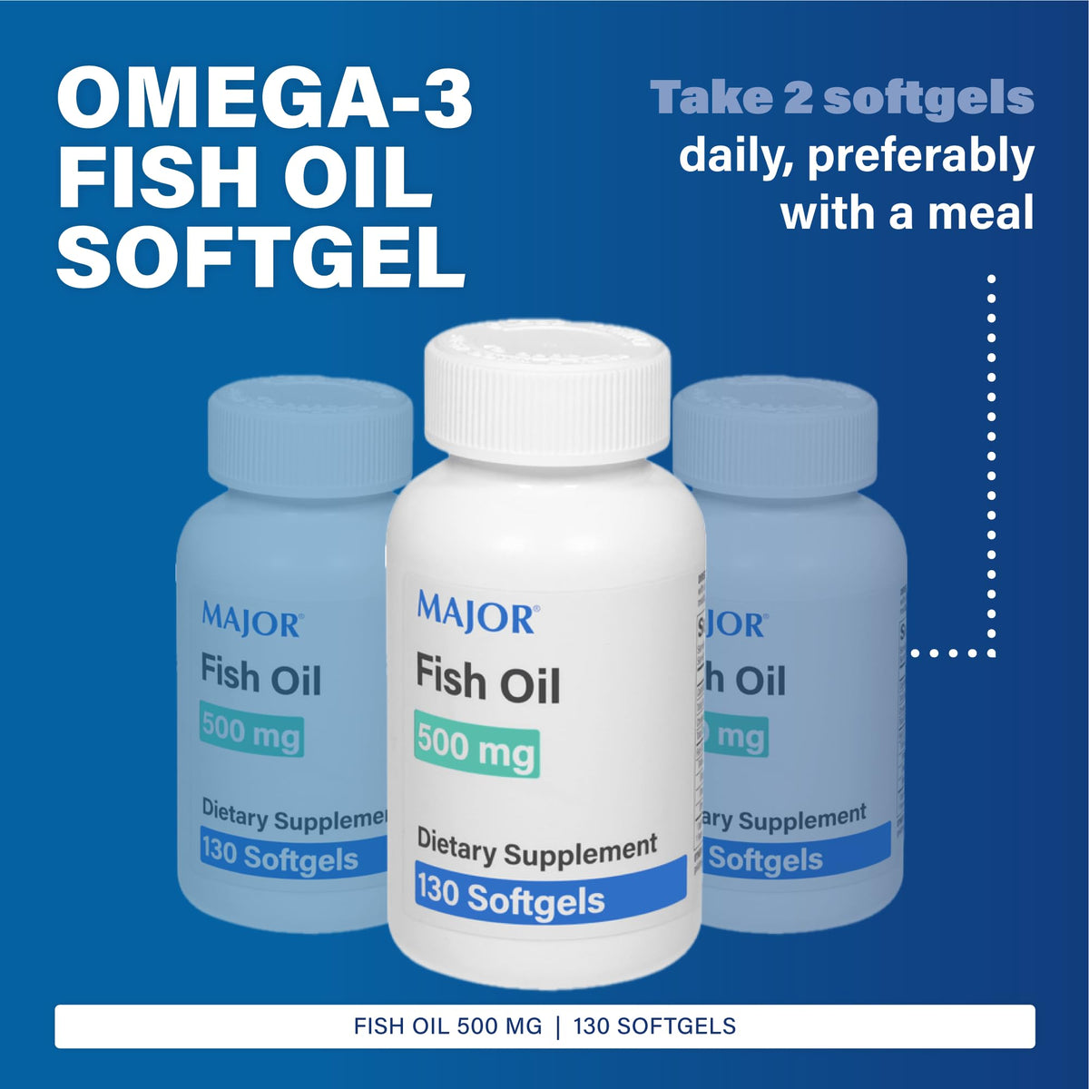Fish Oil 500mg Softgels Omega-3 Dietary Supplement 130 Count P23943