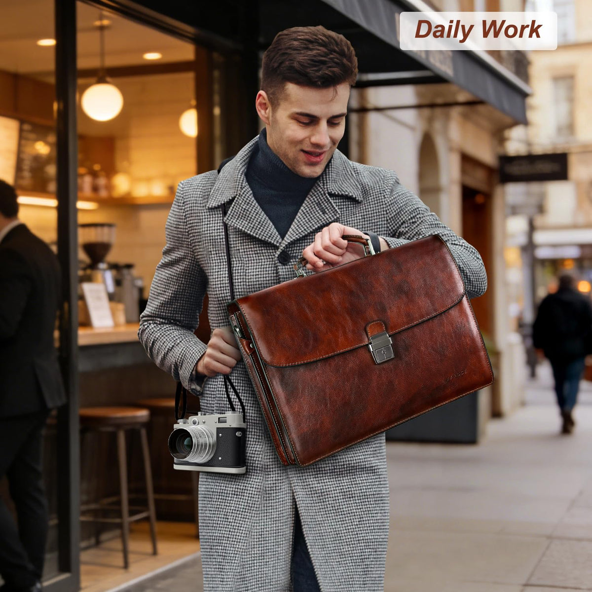 Full Grain Leather Briefcase V6972