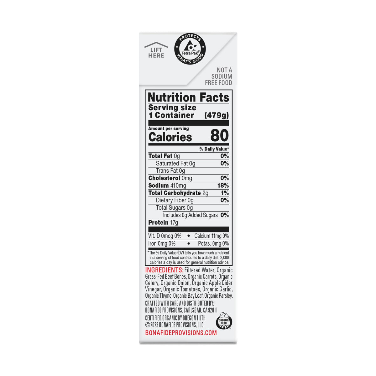 Organic Beef Bone Broth No Salt Added 16.9oz 6 Pack G9540